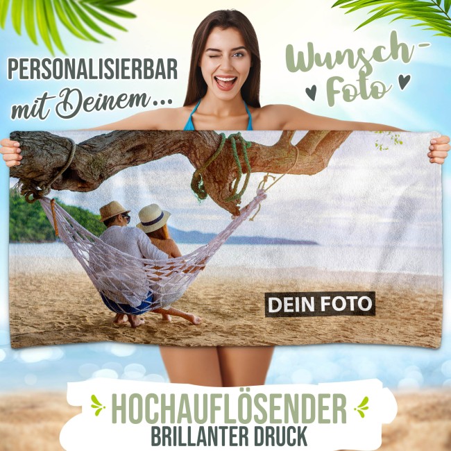 Badetuch personalisiert mit Foto - 140 x 70 cm - Querformat - zum selbst Gestalten