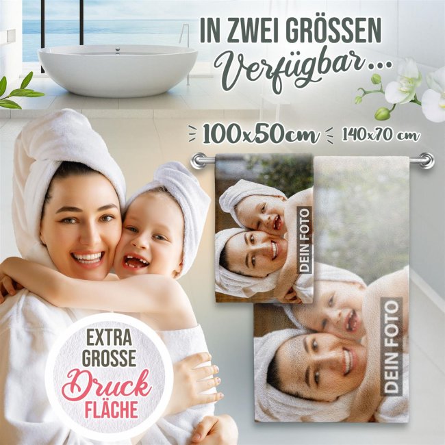 Handtuch mit Foto - 100 x 50 cm - Querformat - zum selbst Gestalten