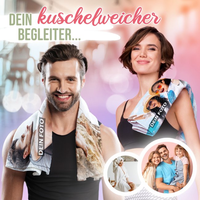 Handtuch mit Foto - 100 x 50 cm - Querformat - zum selbst Gestalten