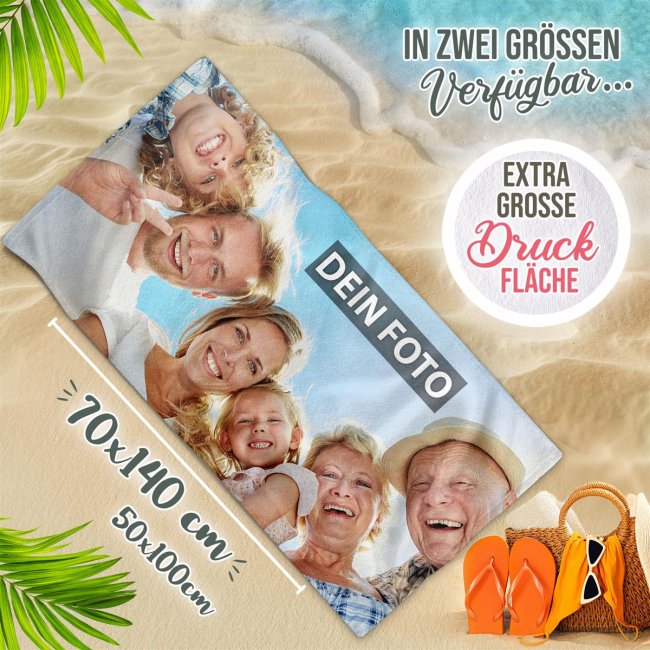 Badetuch personalisiert mit Foto - 140 x 70 cm - Hochformat - zum selbst Gestalten