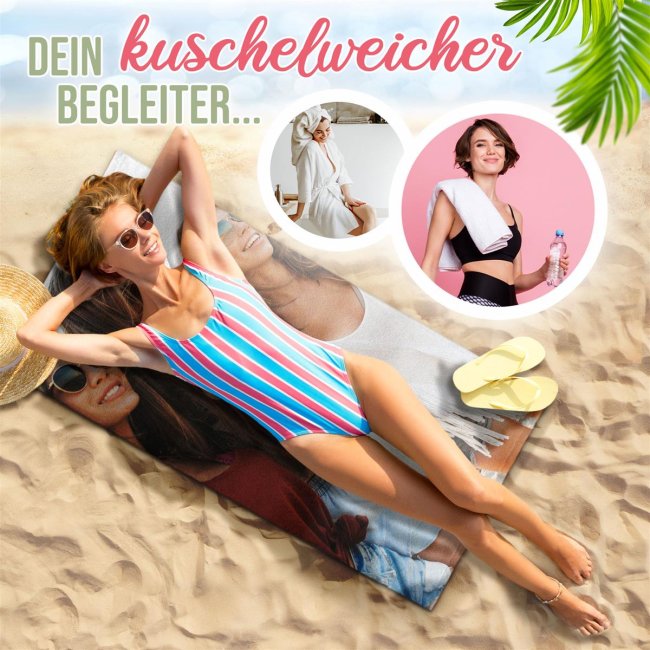 Badetuch personalisiert mit Foto - 140 x 70 cm - Hochformat - zum selbst Gestalten