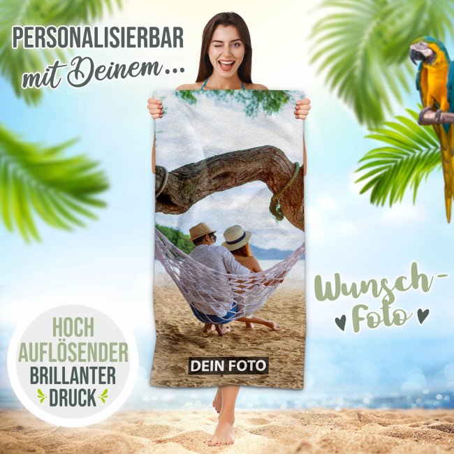 Badetuch personalisiert mit Foto - 140 x 70 cm - Hochformat - zum selbst Gestalten