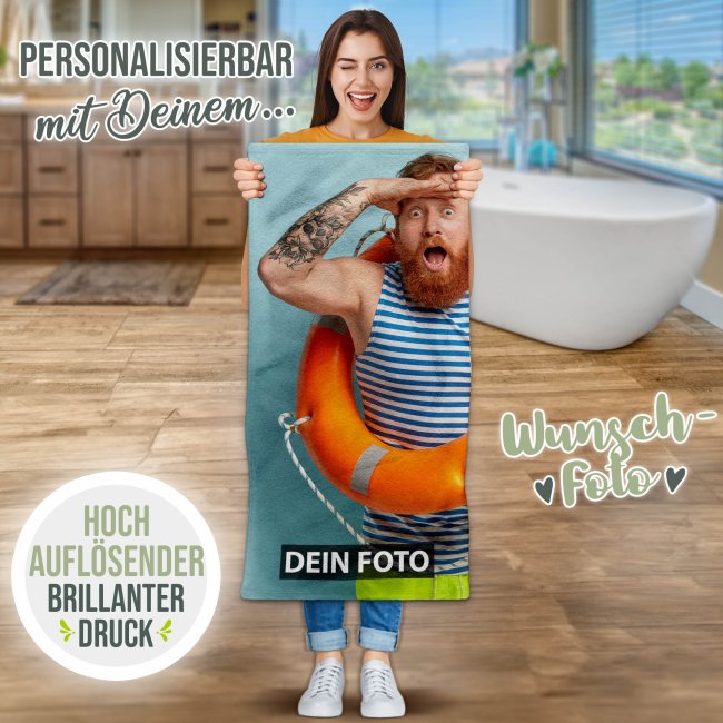Handtuch mit Foto - 100 x 50 cm - Hochformat - zum selbst Gestalten