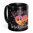 Schwarze Tasse mit Foto - Weltliebste Arbeitskollegin