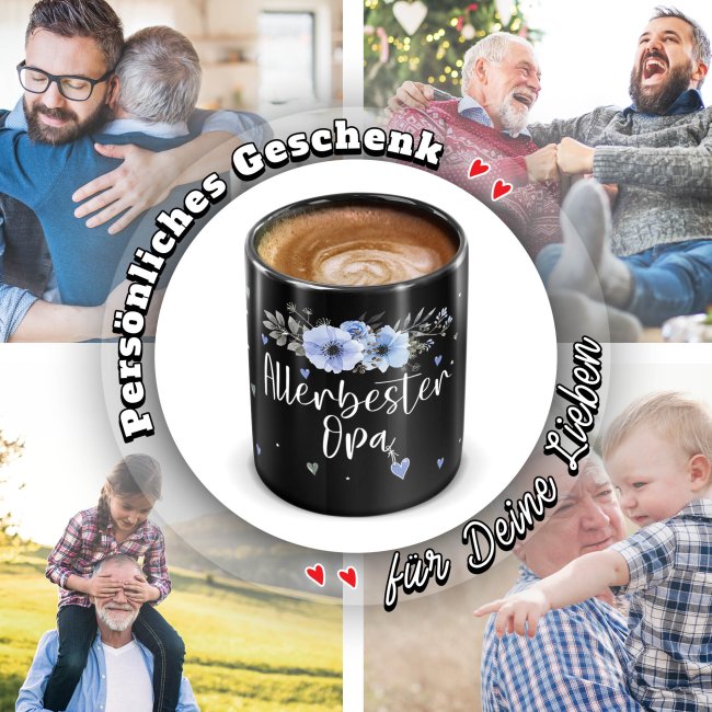 Schwarze Tasse f&uuml;r den allerbesten Opa