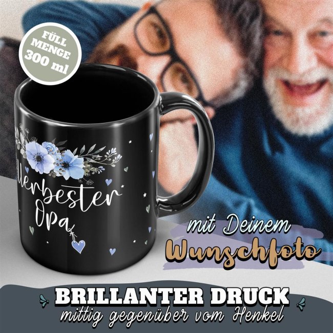 Schwarze Tasse f&uuml;r den allerbesten Opa