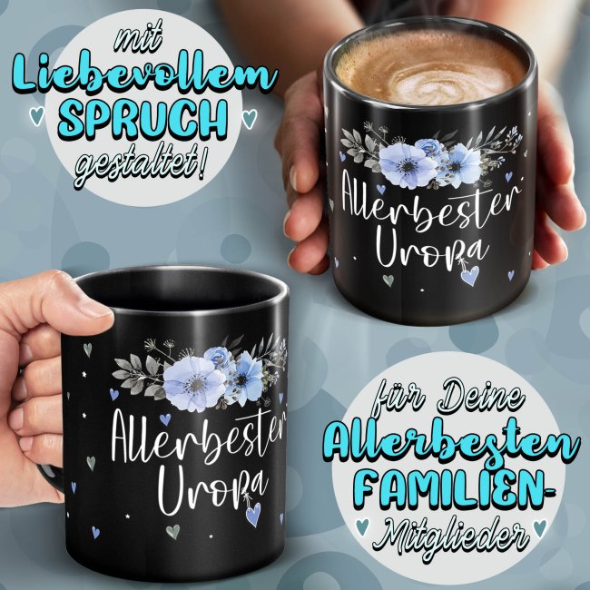 Schwarze Tasse f&uuml;r den allerbesten Uropa