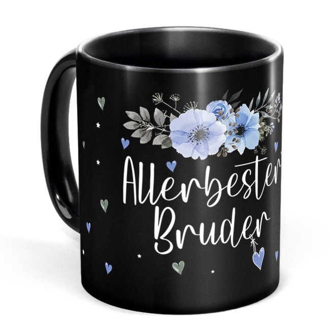Schwarze Tasse f&uuml;r den allerbesten Bruder