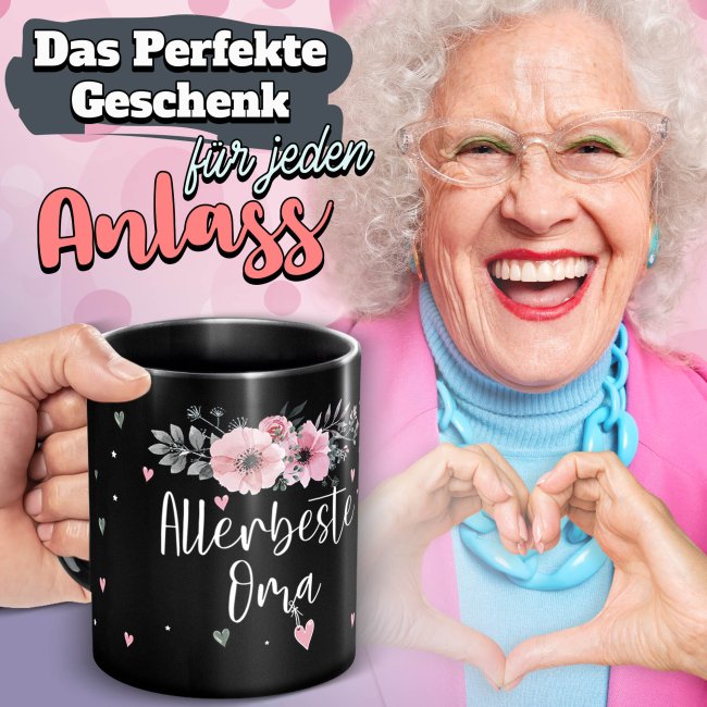 Schwarze Tasse f&uuml;r die allerbeste Oma