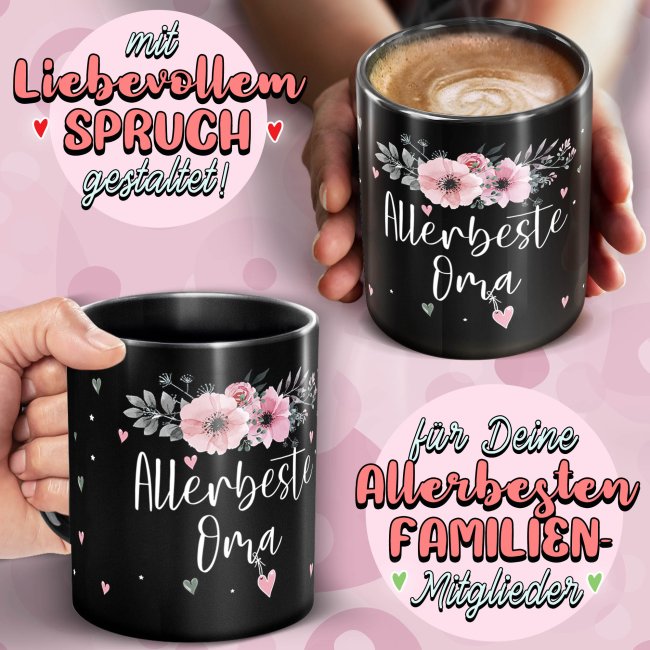 Schwarze Tasse f&uuml;r die allerbeste Oma