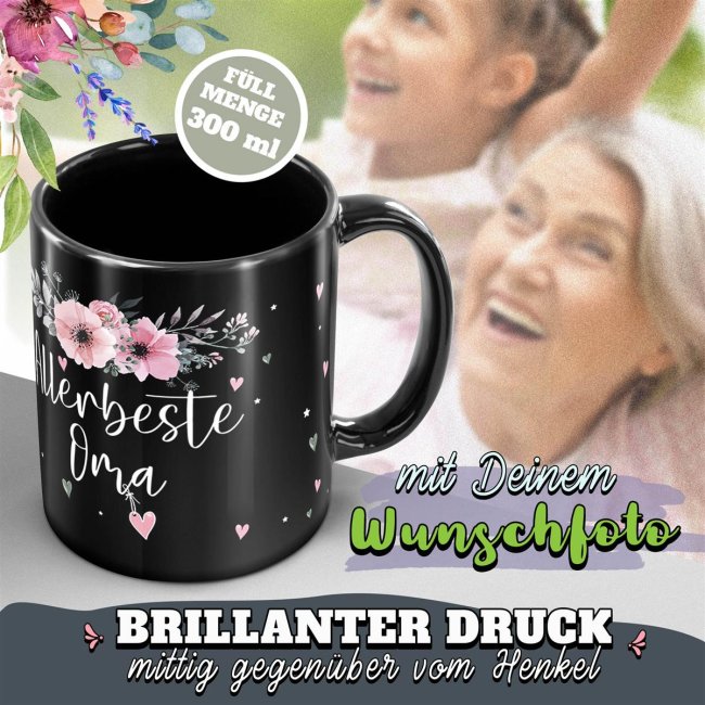 Schwarze Tasse f&uuml;r die allerbeste Oma