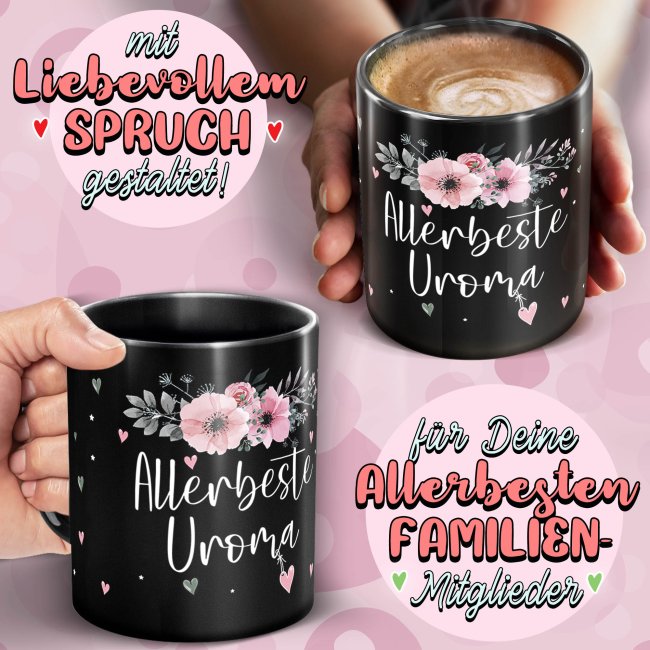 Schwarze Tasse f&uuml;r die allerbeste Uroma