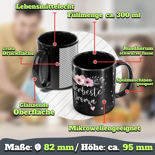 Schwarze Tasse f&uuml;r die allerbeste Uroma