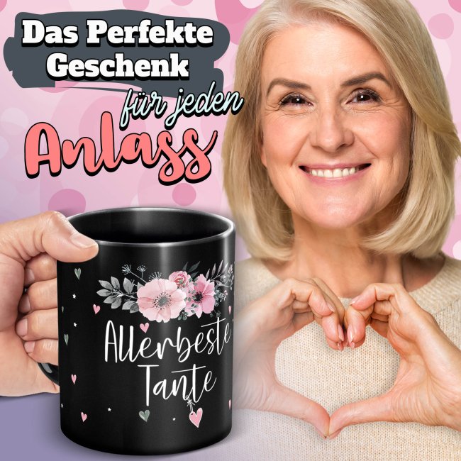 Schwarze Tasse f&uuml;r die allerbeste Tante