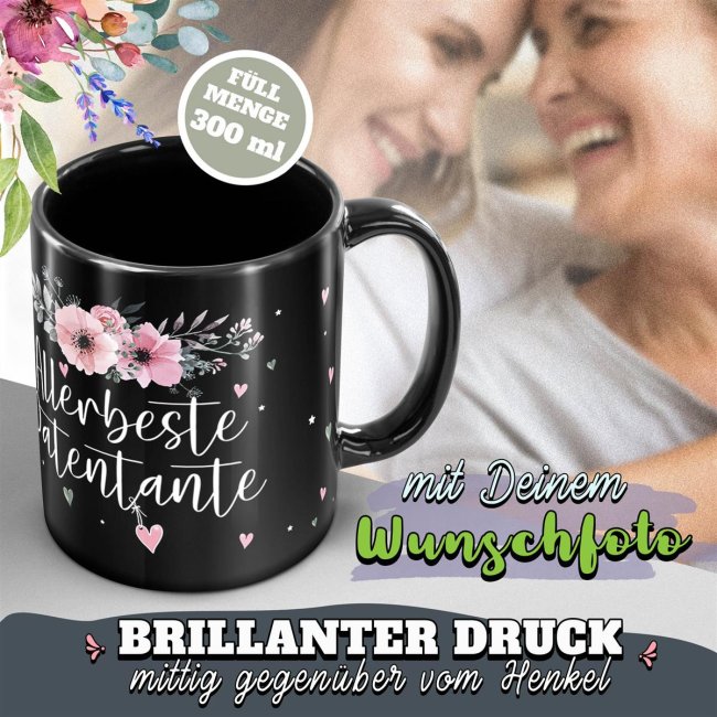 Schwarze Tasse f&uuml;r die allerbeste Patentante