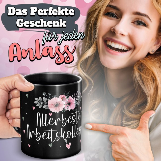 Schwarze Tasse f&uuml;r die allerbeste Arbeitskollegin