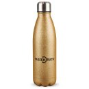 Glitzer Trinkflasche aus Edelstahl - Gold - Druckbereich...