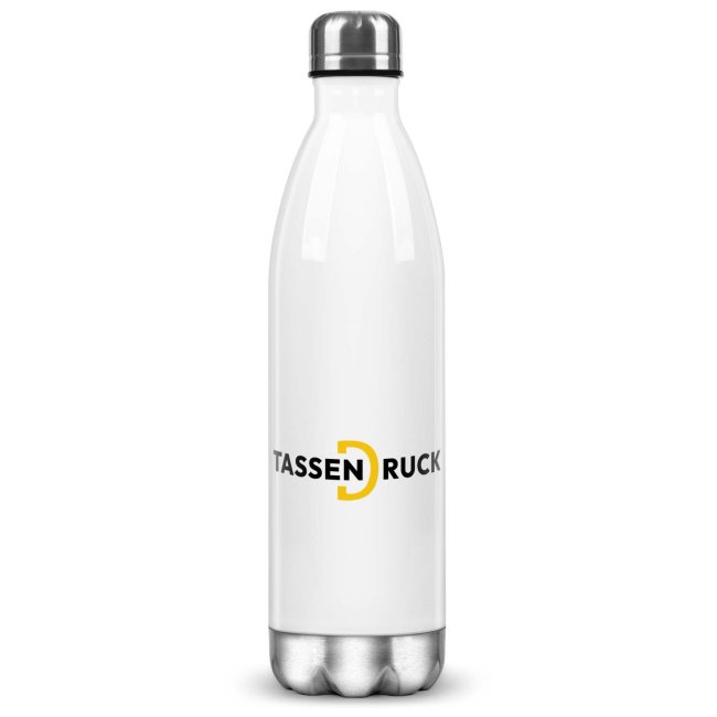 Edelstahl Trinkflasche mit Sockel - Wei&szlig; - 750 ml - Druckbereich 180 x 150 mm