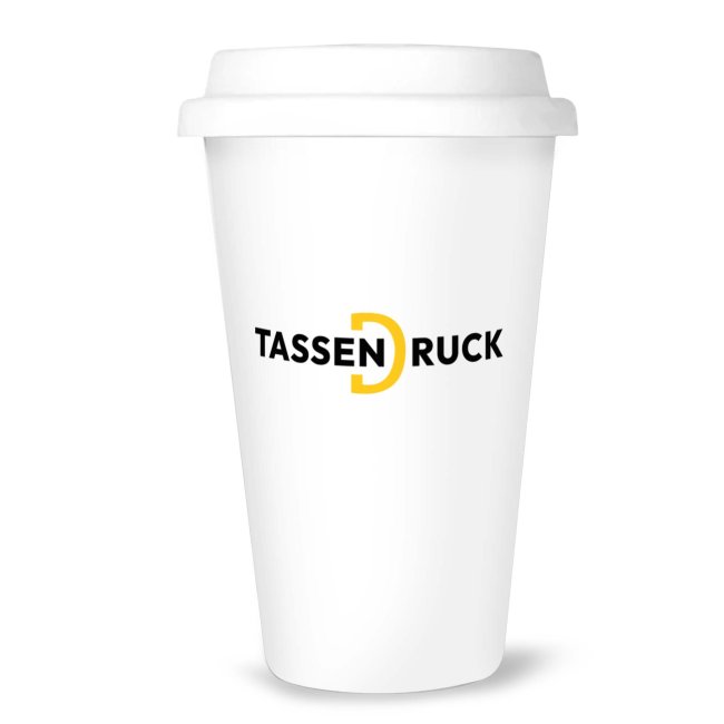 Coffee To Go Becher aus Porzellan - 275 ml - Wei&szlig; gl&auml;nzend - Konische Form