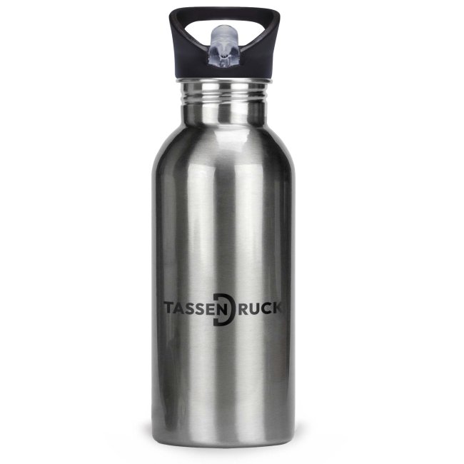 Edelstahl-Trinkflasche mit Trinkhalm - 3 Gr&ouml;&szlig;en und 2 Farbt&ouml;ne