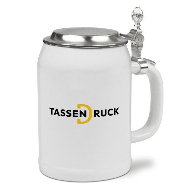 Bierkrug aus Keramik - 500 ml - mit Deckel - 2 Farben