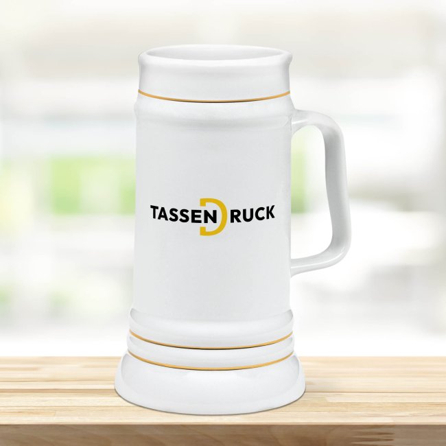 St&auml;ndekrug mit Goldrand - 700 ml - Wei&szlig; - ohne Deckel