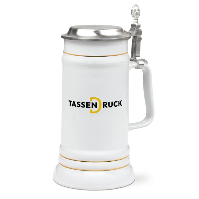 St&auml;ndekrug mit Goldrand - 700 ml - Wei&szlig; - mit Deckel