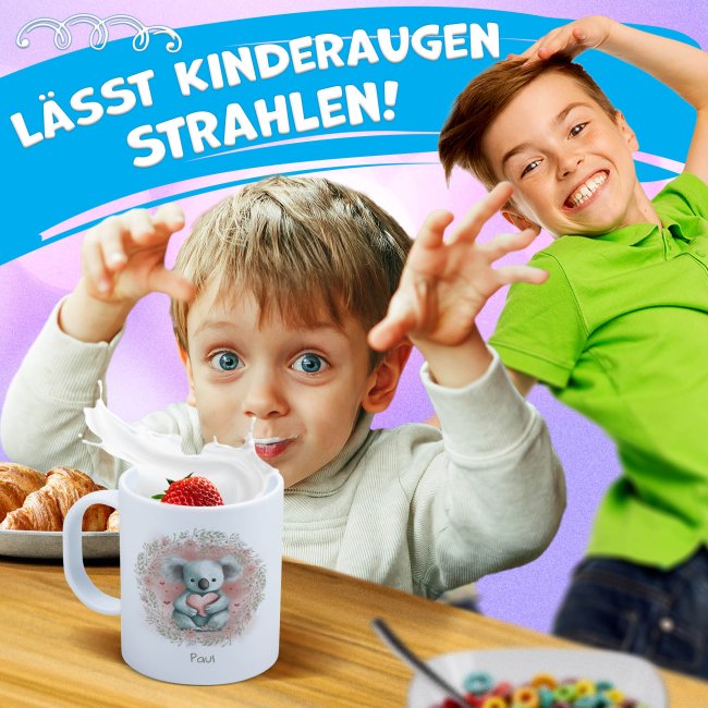 Personalisierbare Kunststoff-Tasse als Geschenk f&uuml;r Kinder - Koala - mit Name selbst gestalten