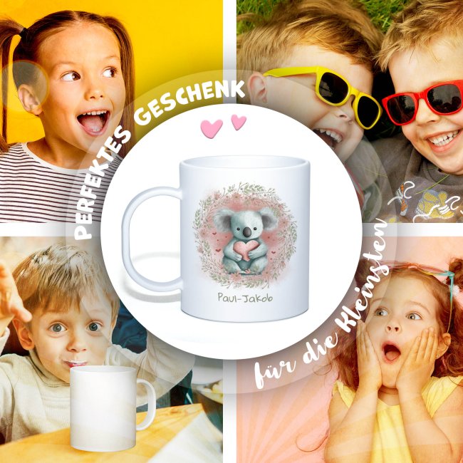 Personalisierbare Kunststoff-Tasse als Geschenk f&uuml;r Kinder - Koala - mit Name selbst gestalten