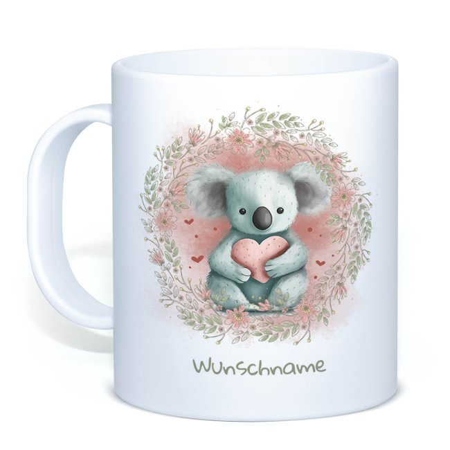 Personalisierbare Kunststoff-Tasse als Geschenk f&uuml;r Kinder - Koala - mit Name selbst gestalten