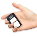 Sturmfeuerzeug schwarz-matt mit Logo und Wunschtext