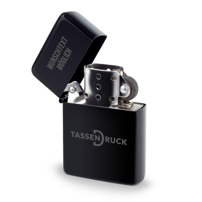 Benzin-Feuerzeug mit Logo und Wunschtext gravieren - 2 Farbt&ouml;ne