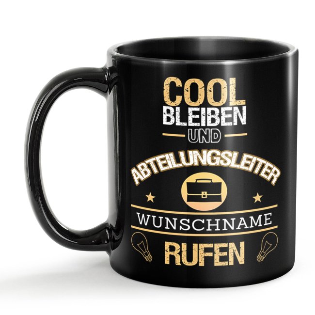 Schwarze Tasse - Abteilungsleiter - Berufe-Tasse mit Name