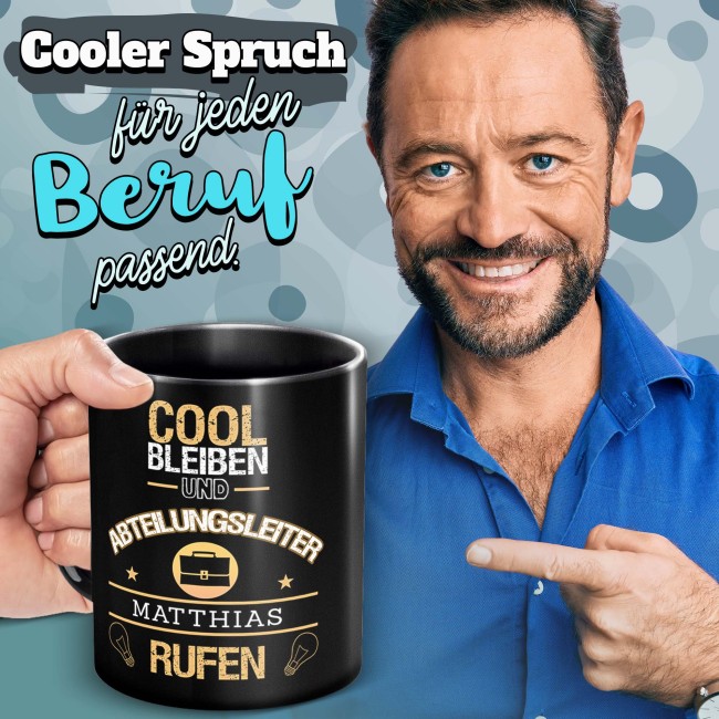 Schwarze Tasse - Abteilungsleiter - Berufe-Tasse mit Name