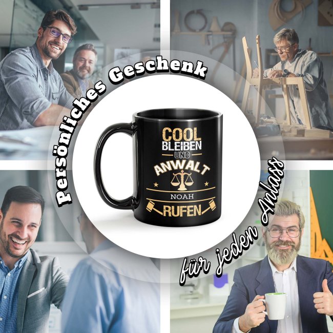 Schwarze Tasse - Anwalt - Berufe-Tasse mit Name