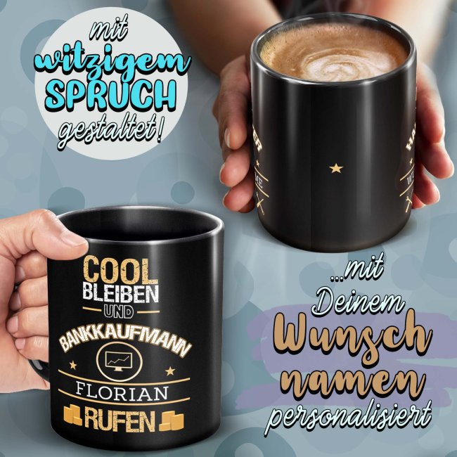 Schwarze Tasse - Ingenieur - Berufe-Tasse mit Name