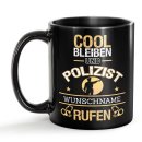 Schwarze Tasse - Polizist - Berufe-Tasse mit Name