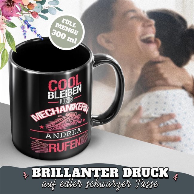 Schwarze Tasse - Altenpflegerin - Berufe-Tasse mit Name