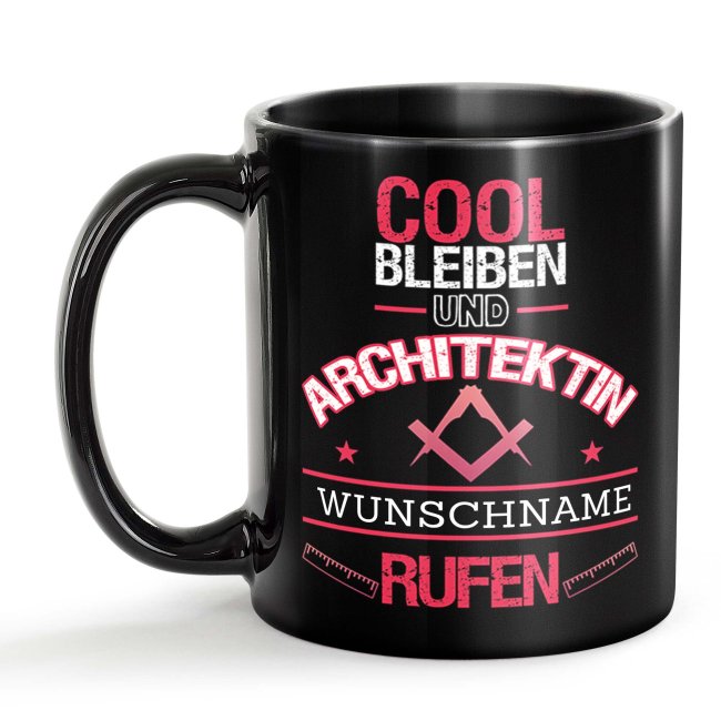 Schwarze Tasse - Architektin - Berufe-Tasse mit Name