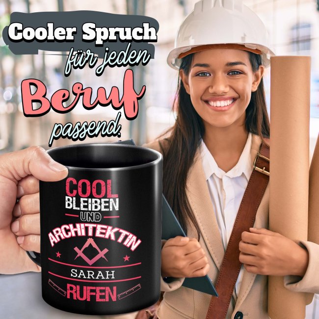 Schwarze Tasse - Architektin - Berufe-Tasse mit Name