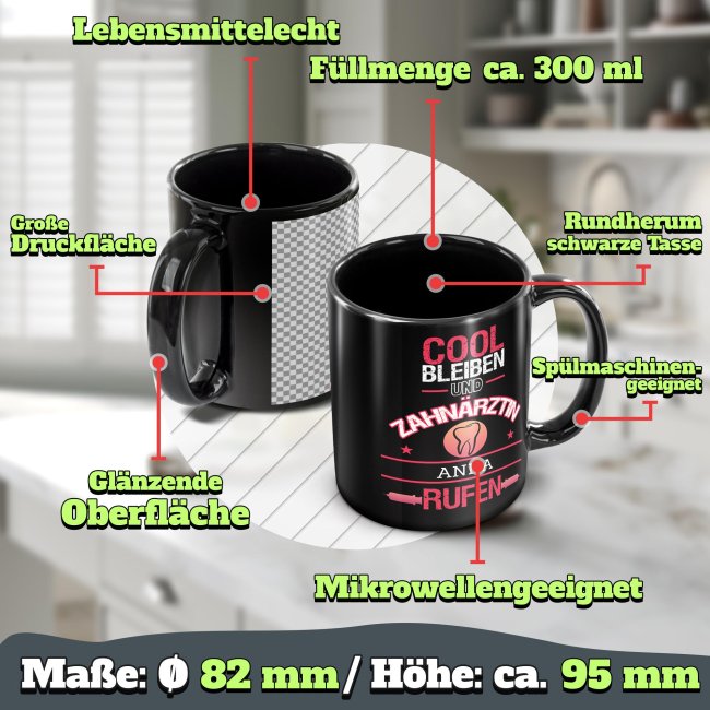 Schwarze Tasse - Architektin - Berufe-Tasse mit Name