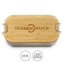 Brotdose aus Wei&szlig;blech mit Bambusdeckel - 600 ml