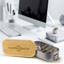 Brotdose aus Wei&szlig;blech mit Bambusdeckel - 600 ml