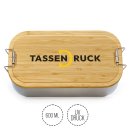 Brotdose aus Wei&szlig;blech mit Bambusdeckel - 600 ml