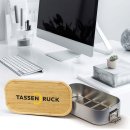 Brotdose aus Wei&szlig;blech mit Bambusdeckel - 600 ml