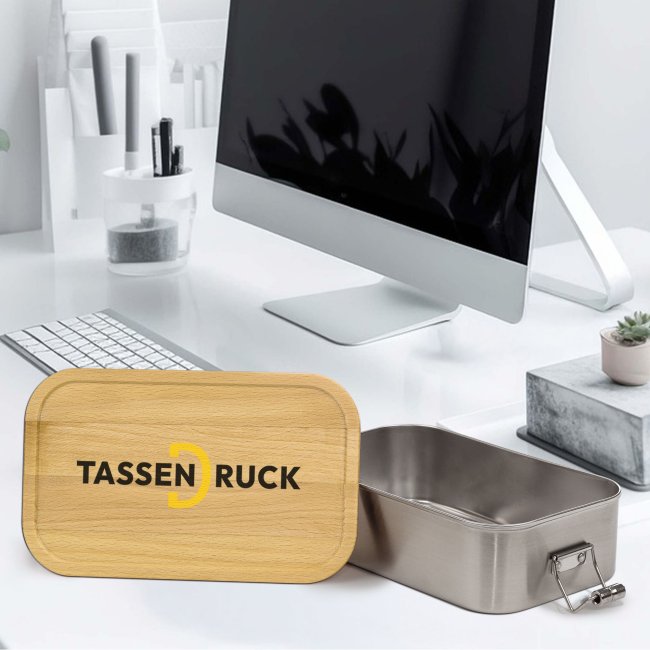 Brotdose aus Edelstahl mit Deckel aus Buche - 1000 ml