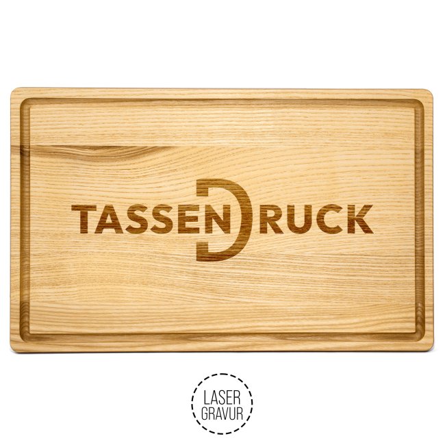 Gro&szlig;es Schneidebrett - Ge&ouml;lte Kernesche - mit Saftrille - 40 x 25 cm