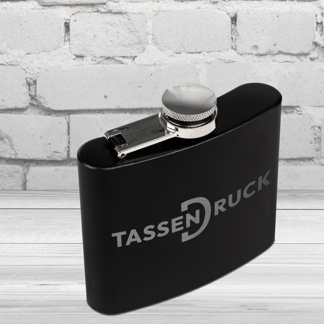 Flachmann aus Edelstahl - Schwarz - in zwei Gr&ouml;&szlig;en