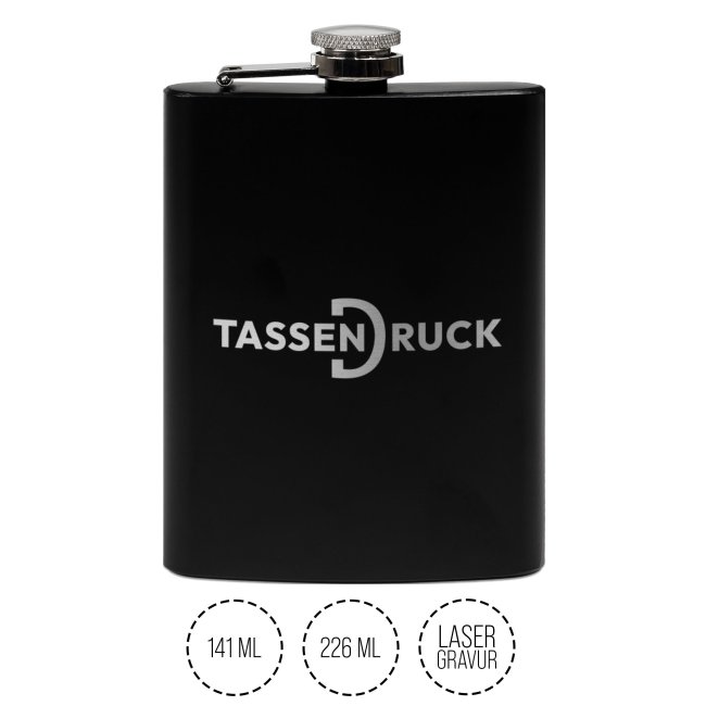 Flachmann aus Edelstahl - Schwarz - in zwei Gr&ouml;&szlig;en