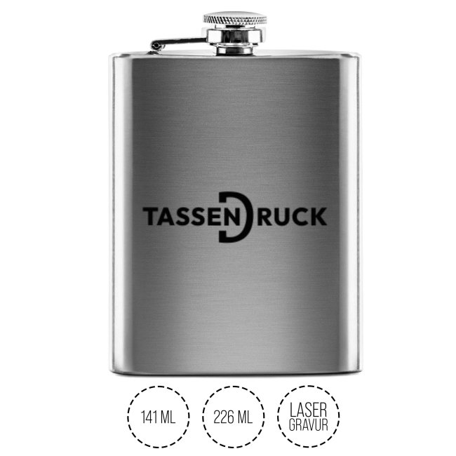 Flachmann aus Edelstahl - Silber - in zwei Gr&ouml;&szlig;en